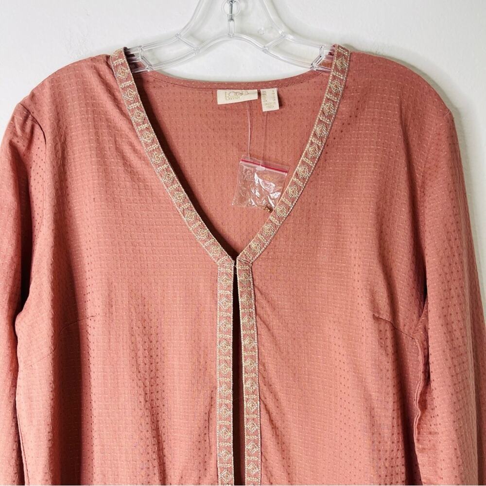 NEW LOGO pink floral embroidered peplum boho cottagecore top oversized small - Picture 2 of 8